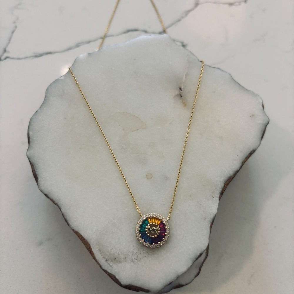 SPECIAL Michael Kors Gold Necklace AND bracelet with Multicolor Pendant - Picture 6 of 6